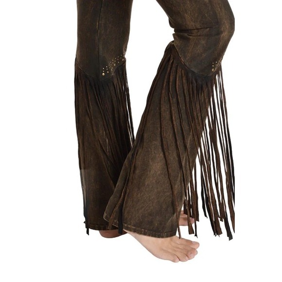 T-Party Fold Down STUDS & FRINGE Bottom Mineral Washed Yoga Pants Women XL - Picture 4 of 12
